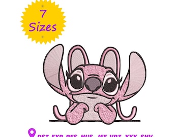 Diseño de bordado de punto de ángel: Lilo & Stitch, 7 tamaños (descarga digital)