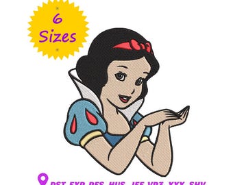 Diseño de bordado de Blancanieves: archivo de bordado de princesas Disney, 6 tamaños (patrón digital)