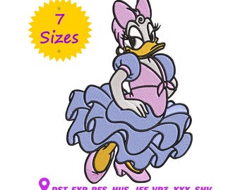 Diseño de bordado de Daisy Duck: Pato de dibujos animados clásico, 7 tamaños, descarga digital