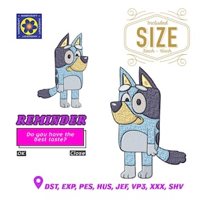 Cute Bluey Embroidery Design, Bluey Embroidery Files - 7 Sizes, Digital Download