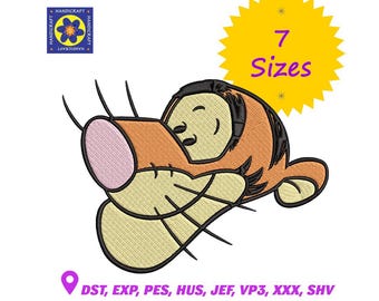 Diseño de bordado de cara de Tigger: Winnie the Pooh (patrón digital)