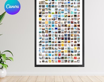 250 Foto-Collage-Vorlage, großes druckbares Foto-Raster (92 x 24 cm)