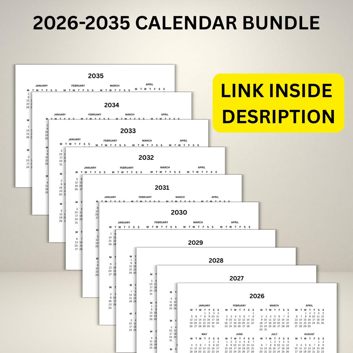 Calendar 2026 With Week Numbers Printable PDF Instant Download | Sunday ...