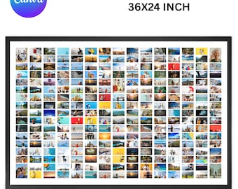250 Foto-Collage-Vorlage, druckbares Fotoraster (92 x 24 cm)