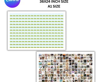 216 Hochzeitsfotocollage, druckbares Fotoraster (A1 Größe 92 x 24 ZOLL)