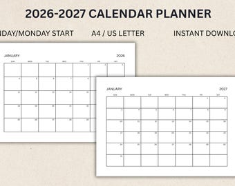 Afdrukbare maandkalender 2026-2027 | Landschapsplanner (pdf-download)