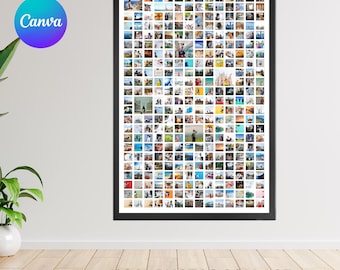 300+ Foto-Collage-Vorlage, großes druckbares Foto-Raster (92 x 24 cm)
