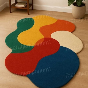 Hand-Tufted New Zealand Wool Rug: Modern Abstract Irregular Shape