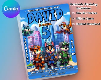 Paw Patrol Birthday Invitation Template: Editable Puppy Party (Digital Download)