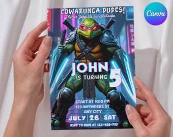 Invitation d'anniversaire de tortues Ninja | Anniversaire d'un enfant (téléchargement numérique)