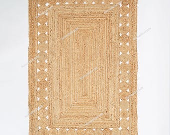 Handwoven Natural Jute Braided Rug: Boho Farmhouse Style