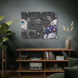 Videospiel Controller Wand Kunst Leinwand, Spielzimmer Dekor, Videospiel Kunstdruck, Retro Gaming Kunstwerk, Videospiel Nostalgie