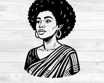 Afro Woman SVG, Woman Head Svg, Afro hair Svg, Black woman Svg, Afro Womans Head Clipart, Woman Face Silhouette, File for cricut, Png, Eps