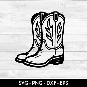 Cowboy Boots SVG PNG Bundle | Western Boots Clipart | Rodeo Cowboy Hat Floral Cowgirl Boots