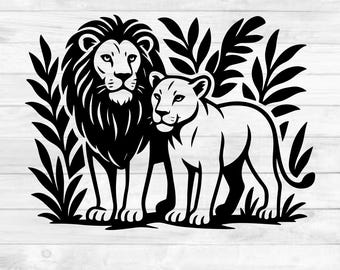 Lion Svg, Lion Couple Svg, Lioness Svg, Lion clipart Wildlife Svg, Lion Jungle png, Lion Couple Animal Svg, cricut