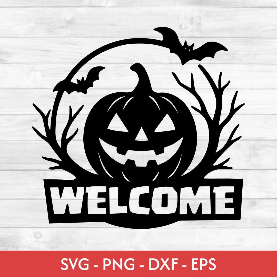 Spooky Pumpkin Door Hanger Svg Halloween Welcome Laser Cut , Halloween ...