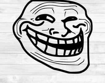 Troll Face SVG, Troll Face clipart, Troll Face PNG, Troll Face cricut Cut File, Digital download file, Silhouette, Instant Download