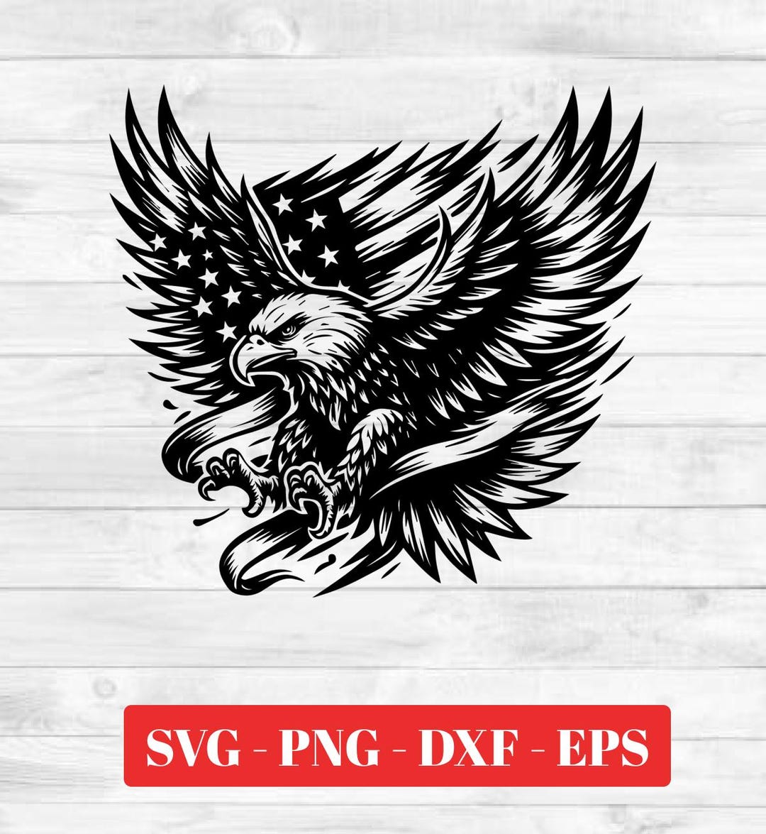 Flying Eagle With USA Flag Svg & PNG Files, American Flag Svg ...