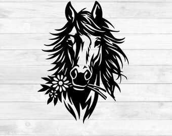 Corazón de caballo SVG, Amante de los caballos SVG, Archivo de corte de silueta ecuestre, Clipart de animales de granja, Caballo enamorado PNG, EPS, DXF, SVG, PDF, Descarga digital