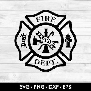 Firefighter Svg Maltese Cross Svg Fire Dept Svg Fire Department Svg Fireman Svg Cricut Cut Files Fire Department Digital Download Png Svg