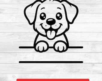 Cartello con nome di cucciolo carino in formato SVG / Clipart di cane per Cricut, Silhouette / File di taglio per targhetta con nome di animale domestico / Disegno a tratteggio di cucciolo in formato DXF PNG eps