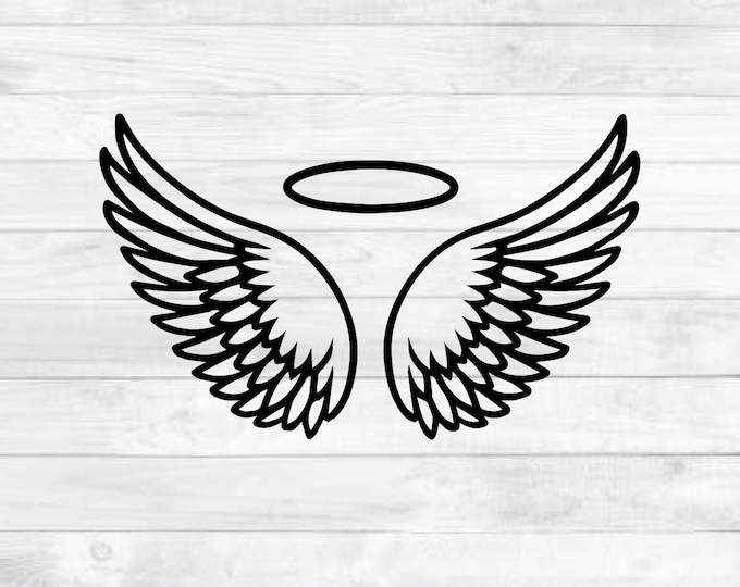 Angel Wings Heart SVG, Angel Svg, Memorial Svg, Halo Svg, Heart Svg ...