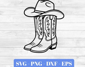 Cowboy Boots SVG Cowboy Hat PNG Western Boots svg Printable file svg for Shirt Wild West Cowgirl boots Instant Download Print Vector cricut