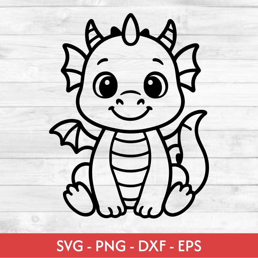 Baby Dragon SVG Clipart, Baby Dragon Fantasy SVG, Cute Dragon SVG ...