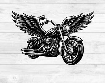 Motorcycle Wings Svg, PNG Clipart Files, Biker Silhouette Vector, Motorcycle with Wings Svg, Eagle Patriotic Svg