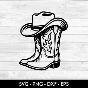 Cowboy Boots SVG PNG Bundle | Western Boots Clipart | Rodeo Cowboy Hat Floral Cowgirl Boots
