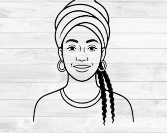 Afro Woman SVG, Woman Head Svg, Afro hair Svg, Black woman Svg, Afro Womans Head Clipart, Woman Face Silhouette, File for cricut, Png, Eps