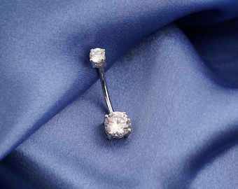 Piercing para el ombligo de moissanita en oro macizo de 14 k: para mujer