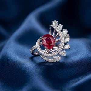2Ct Rundschliff Rubin CZ Diamant Halo Ring, 14K Weißgold vergoldet, 925 Sterling Silber Vintage Art Deco Statement Verlobungsring, Geschenk für Sie