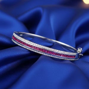 Certifierad fyrkantig rubin- och diamantarmring, 925 sterlingsilver, förgyllt, handgjorda lyxiga smycken