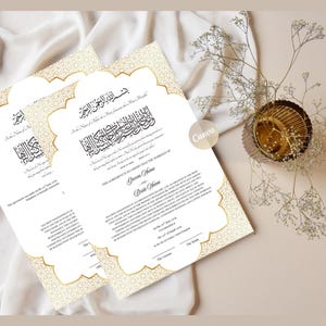 Editable Gold Certificate | Islamic Marriage Certificate Canva Template | Digital Download | Muslim Wedding Decor