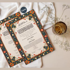 Editable Nikkah Certificate | Islamic Marriage Certificate Canva Template | Digital Download | Muslim Wedding Decor