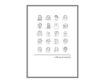 Una stampa artistica della "biblioteca dei romanzieri" (colori neutri)