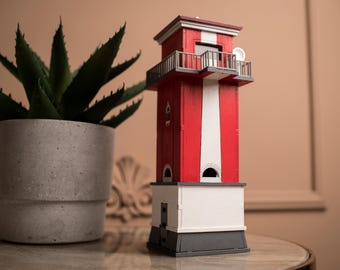 Regalo in legno fatto a mano - Figurina del faro come decorazione nautica per la casa