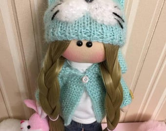 Muñeca de tela hecha a mano: Muñeca de arte coleccionable única