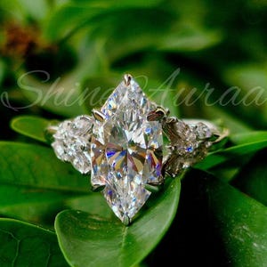 2CT Marquise Cut Moissanite Ring, Nature Inspire Ring, Vintage 14K Gold Moissanite Diamond-Wedding Ring, Anniversary Gift For Her, Leaf Ring