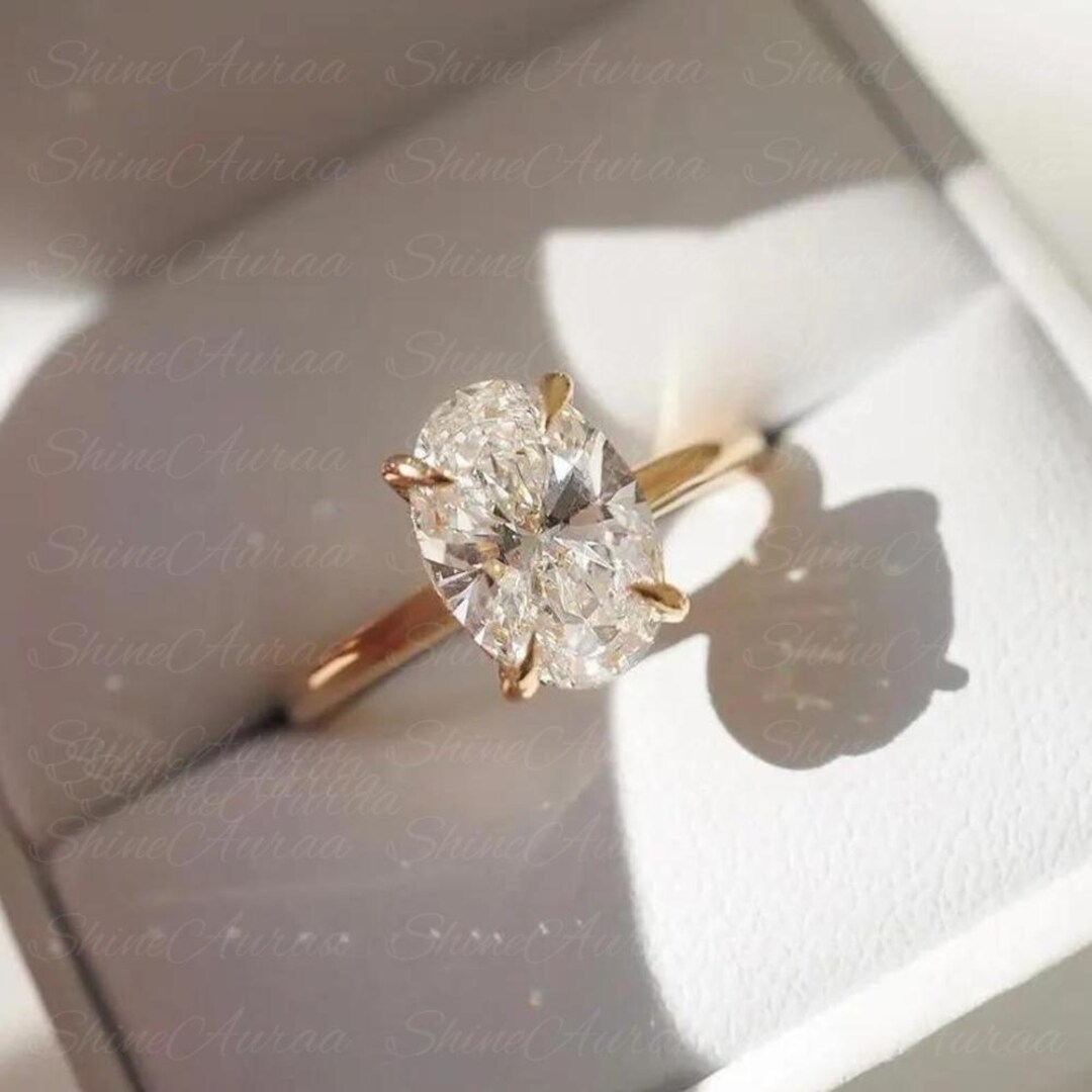 2.5 CT Oval Cut Moissanite Solitaire Engagement Ring 14K Solid Gold ...