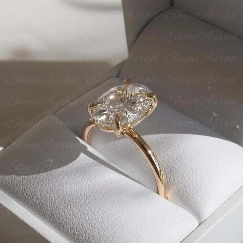 2.5 CT Oval Cut Moissanite Solitaire Engagement Ring 14K Solid Gold ...