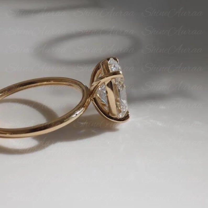 2.5 CT Oval Cut Moissanite Solitaire Engagement Ring 14K Solid Gold ...