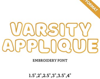 Varsity Applique Embroidery Font | BX, PES + 5 Formats (Digital Download)