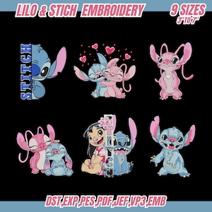 Lilo & Stitch Embroidery Design Bundle, 9 Sizes (Digital Embroidery Patterns)