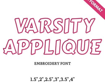 Varsity Digital Embroidery Fonts | Alphabet Embroidery | Fonts Embroidery | 5 Sizes | BX font | PES + 5 formats College University font