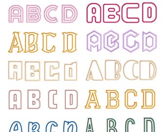 Applique Embroidery Font, 10 Alphabet Bundle (bx, pes, jef, vp3, dst, exp) (Instant Download)
