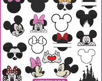 Mickey and Minnie Mouse Embroidery Design: Cartoon Pattern (9 Sizes, Digital Download)