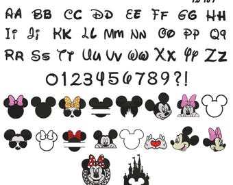 Mickey Minnie Alphabet Embroidery Designs, Cartoon Machine Files (Instant Download)
