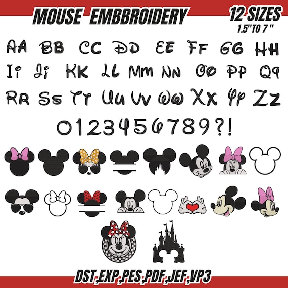 Mickey Minnie Alphabet Embroidery Designs, Cartoon Machine Files (Instant Download)